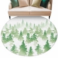 thumbnail image 2 of Green Forest Large Round Rug 8 FT, Non Slip Living Room Area Carpet, Contemporary Silhouette Abstract Art Washable Soft Circle Rug Non-Shedding Floor Carpet for Bedroom Office Dining Room, 2 of 9