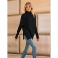 thumbnail image 6 of Women'S Oversized Loose Sweater Autumn Batwing Sleeve Ribbed Tunic Sweater Black L, 6 of 9