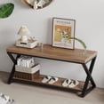thumbnail image 3 of Wooden Bench Indoor  Wood Entry Way Bench with Shoe Storage Rack for Entryway  Industrial Entryway Bench Seat for Foyer Bedroom Living Room Entrance Organization  Rustic  Oak   Long, 3 of 4