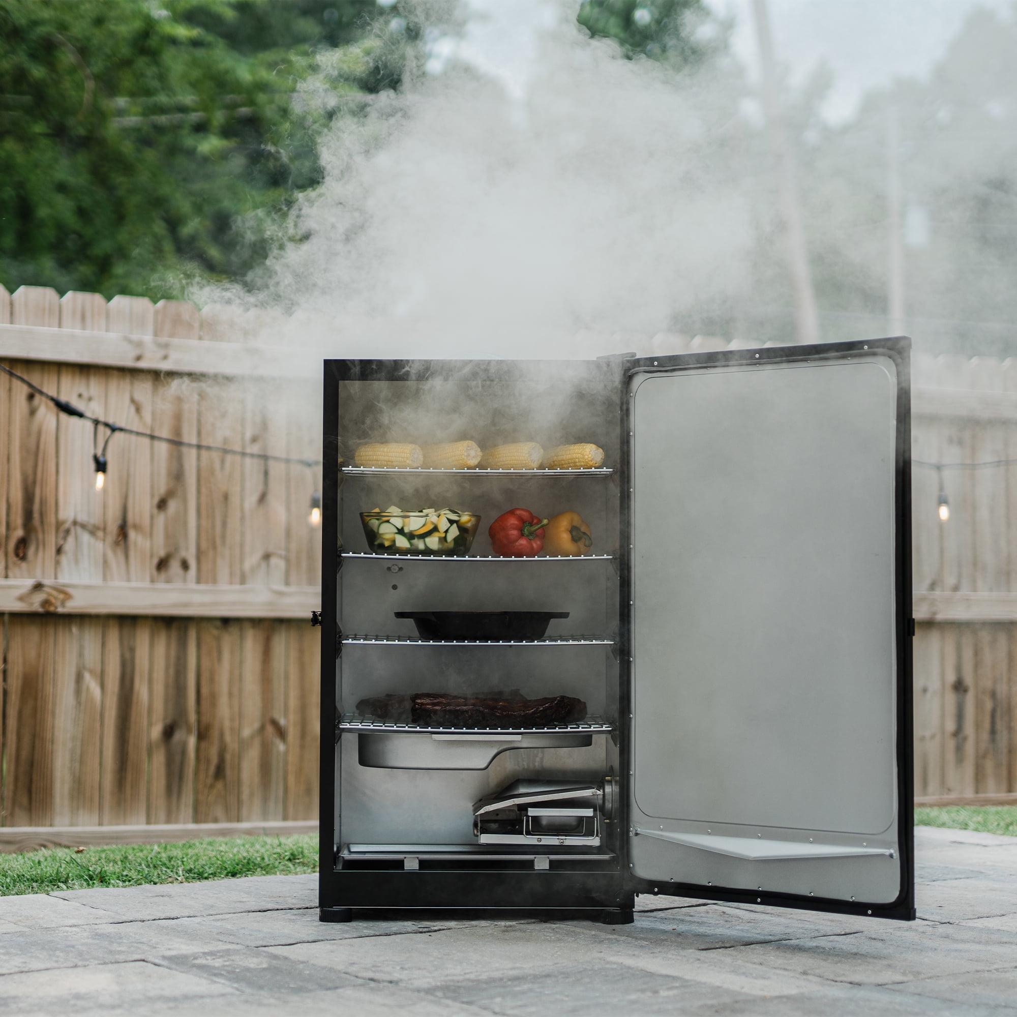  Masterbuilt MB20073519 Bluetooth Digital Electric Smoker with  Broiler, 30 inch, Black : Patio, Lawn & Garden