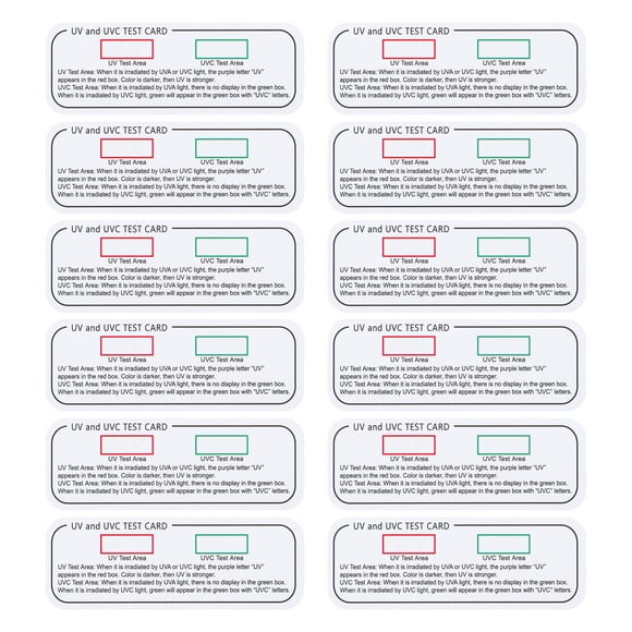 ColoMX 12pcs tiras de prueba UVC-UVA Identificadores de luz UVC interiores Tarjetas indicadoras UVC-UVA