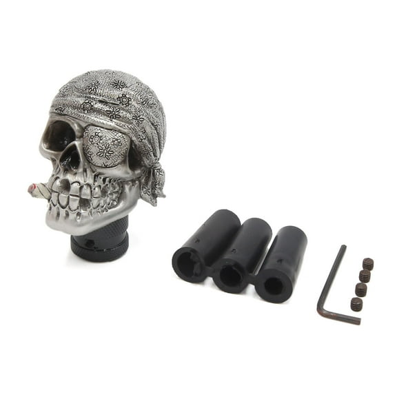 Unique Bargains Silver Tone Skull Head Shaped Manual Stick Gear Shift Knob Lever Shifter for Car Auto