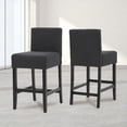 thumbnail image 2 of Gray Bar Stools Set of 2, Upholstered Fabric Barstools with High Back and Solid Wood Frame, Counter Height Chairs with Footrest for Kitchen Island, Dining Room, Pub, 2 of 5