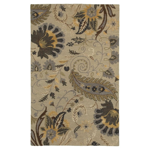 Lr Home Glamour Paisley Floral Sand Rectangle Indoor Area Rug ( 9' x 12' )