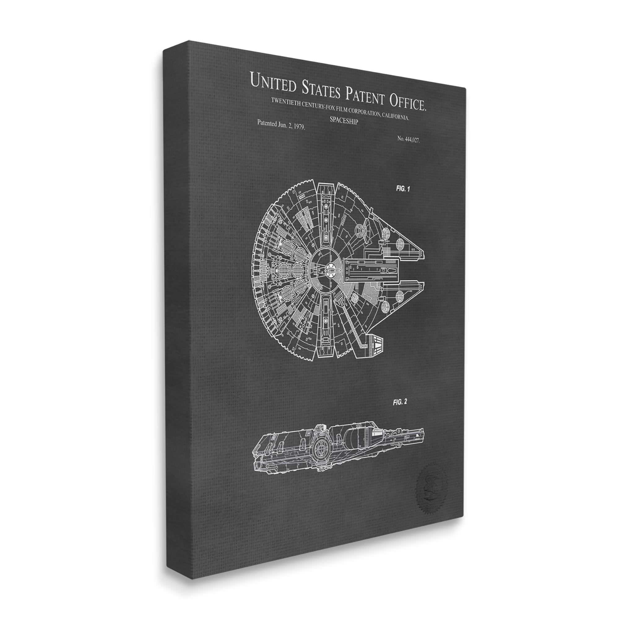 Stupell Industries Detailed Sci-fi Spacecraft Representation Blueprint Diagram Canvas Wall Art, 36 x 48, Design by Karl Hronek