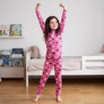 thumbnail image 3 of NIPAXO Girls Pajamas Set Long Sleeve Cat Face and Star Print Thermal Top and Matching Pants Sleepwear for Kids, 3 of 8