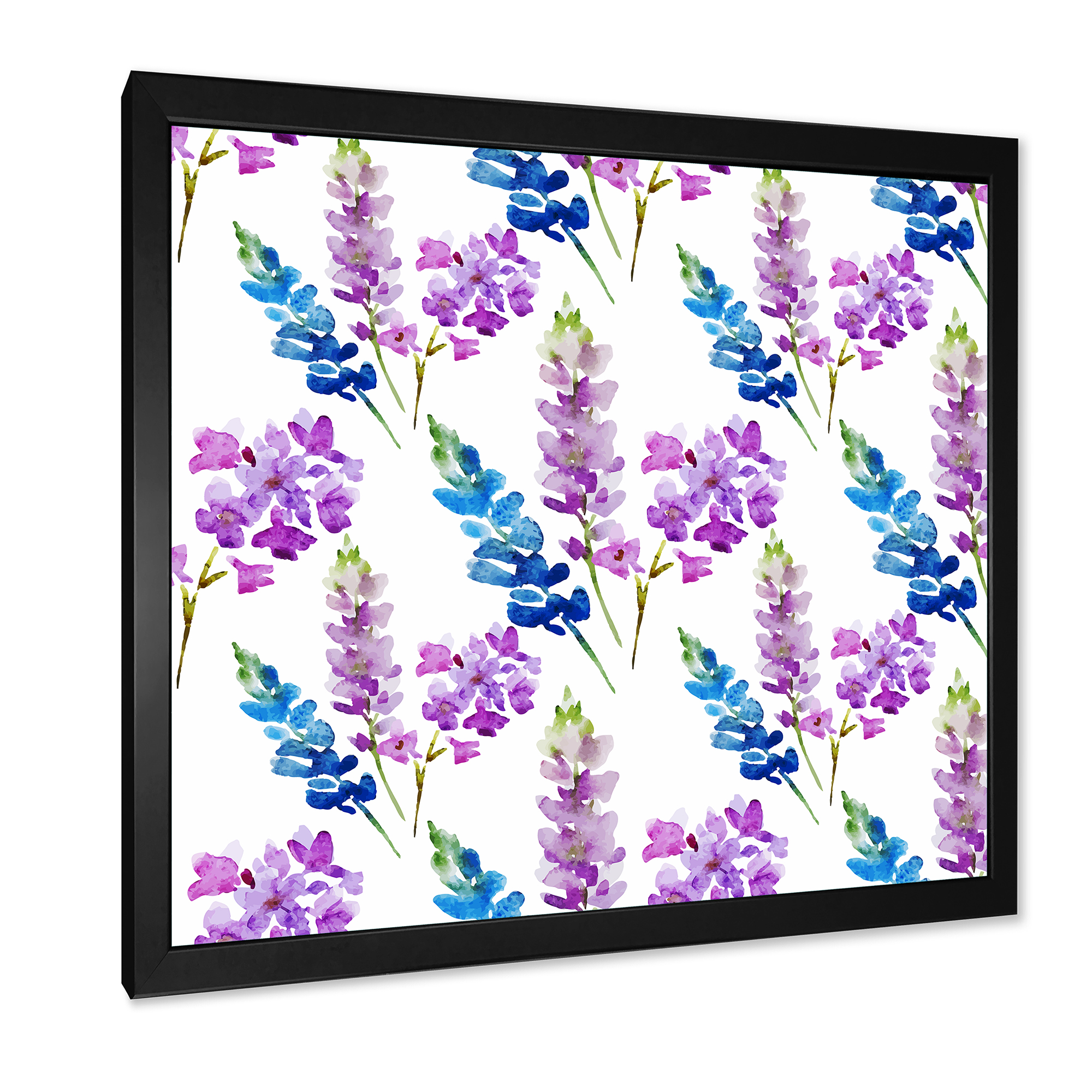 Designart 'Purple and Pink Floral Pattern' Traditional Framed Art Print