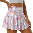 thumbnail image 3 of Xoenoiee Golf Hibiscus Plumeria Palm Leaves Print Pleated Tennis Skirts for Women High Waisted Golf Skorts Lightweight Tummy Control Skirts with Shorts Pockets, Size S, 3 of 7