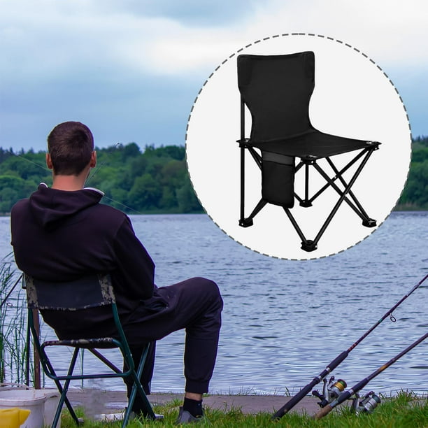 Colaxi Portable Camping Chair Fishing Chair With Side Pocket Holds 400lbs Lightweight Collapsible Chair Folding Chair For Park Picnic Garden Lawn Blac