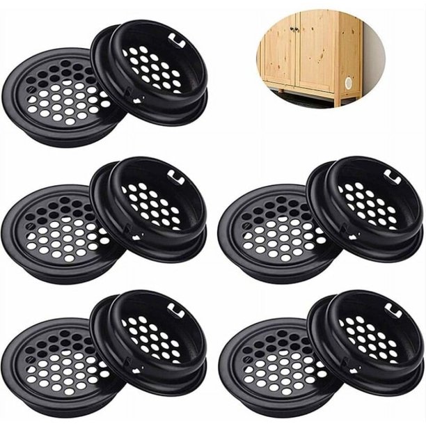 8 Piezas Rejilla de Ventilación Redonda de Acero Inoxidable Negra Rejilla de Ventilación de Acero Inoxidable Rejilla de Ventilación Redonda de Acero Inoxidable 10 Piezas Rejilla de Ventilaci