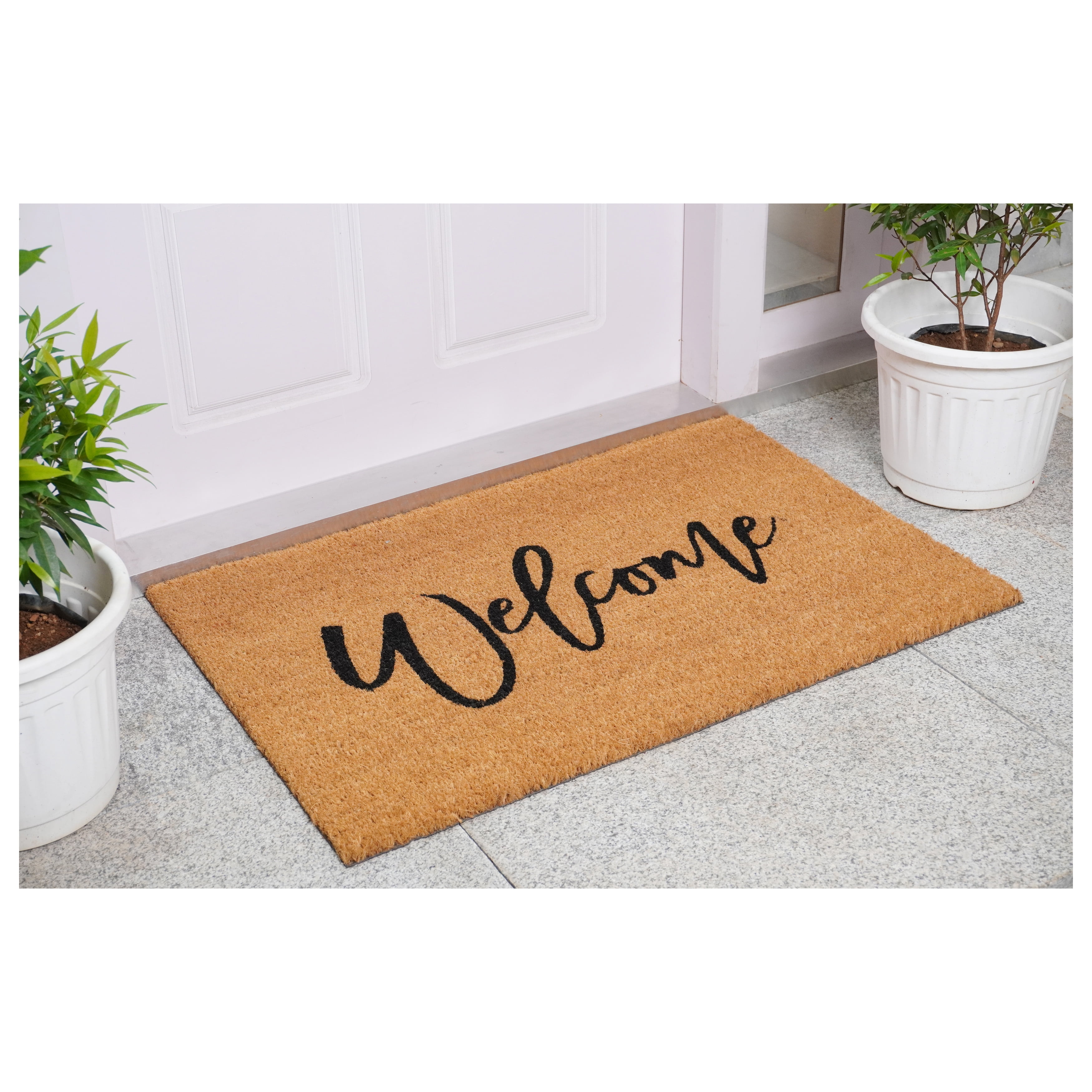 Calloway Mills 108421729 17 x 29 in. Cursive Welcome Doormat - Natural & Black