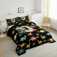 thumbnail image 3 of Manfei Personalized Gifts King Size Comforter Sets,Latter O Bedding Comforter Set,Blue Yellow Dinosaur Bedding Set,Lightweight Room Decoration Reversible,3 Pieces, 3 of 8