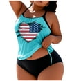 thumbnail image 2 of Plus Size Tankini Sets for Women Built-in Bra Heart Graphic Print Scoop Neck Two Piece Bathing Suits High Waisted Tummy Control Swimwear, 2 of 5