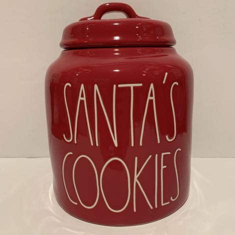 Rae Dunn Boîte à Biscuits du Père Noël en Céramique Rouge - Thème de Noël