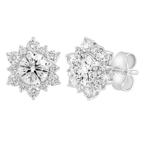 1.75 Ct Certified lab Created Diamond Women's Halo Stud Earrings 10K White Gold Plated