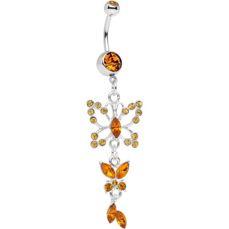 - Body Candy Stainless Steel Orange Double Butterfly Dangle Belly Ring