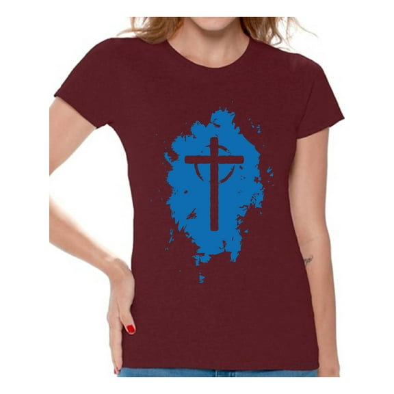 Awkward Styles Cross Shirt for Women Christian Cross Clothes for Ladies Following Jesus Womens T-Shirt Christian Gifts Jesus Shirts Jesus Cross Clothing Jesus T Shirt for Her Cross Ladies Shirt