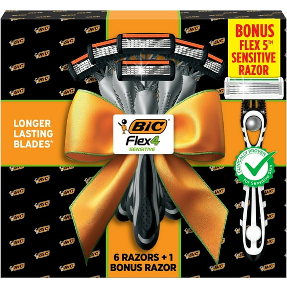BIC Flex 4 Sensitive Men's Manual Razors, 6 Count with Bonus Flex 5 Sensitive Manual Razor
