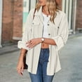 thumbnail image 4 of Usmixi 2023 Corduroy Jacket for Women Winter Womens Shacket Jacket Casual Solid Lightweight Corduroy Button Down Shirts Coat Long Sleeve Lapel Loose Outerwear Tops with Pocket Weekly, 4 of 5