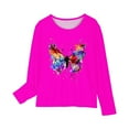 thumbnail image 4 of CLOISE Long Sleeve Kids Shirts Girls Boys Youth Crew Neck Tops Butterfly Outfits Fall Winter Clothes Hot Pink 7T, 4 of 5
