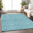 thumbnail image 4 of HomeRoots 676090 8 x 10 ft. Teal & Ivory Geometric Transitional Washable Machine Made Rectangle Area Rug with UV Protection, 4 of 7