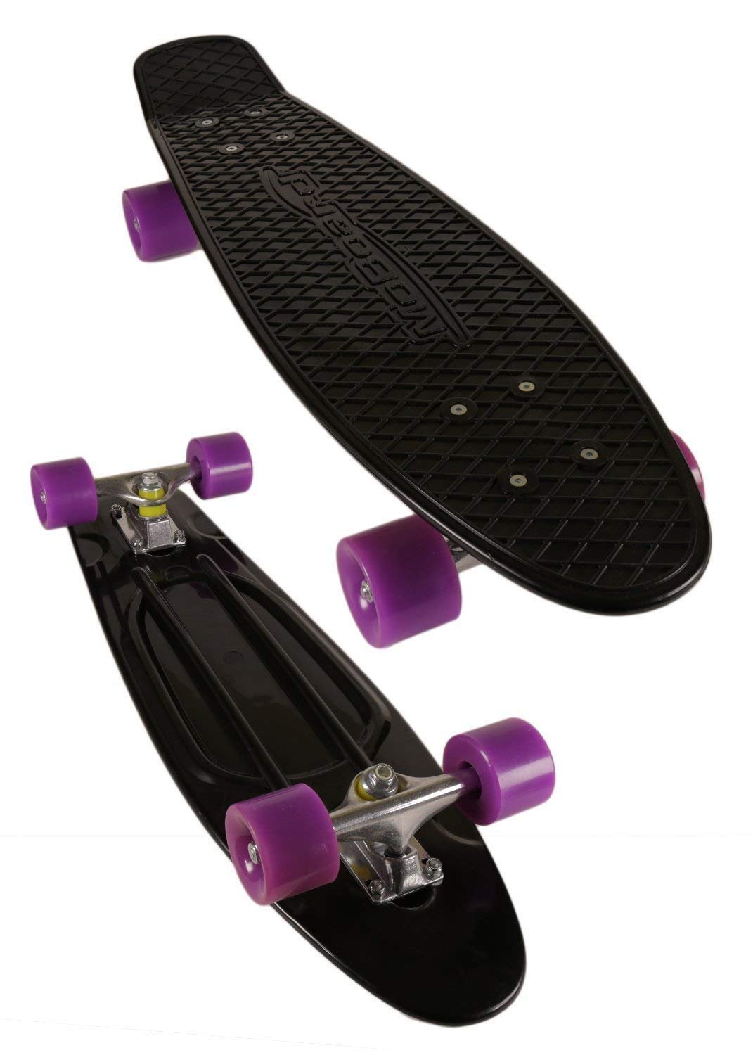 MoBoard 22" Classic Style Graphic Complete Skateboard, Black/Purple