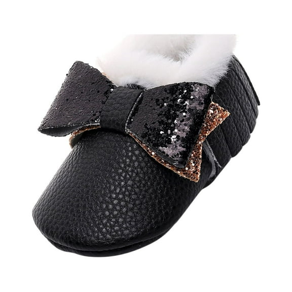 Ketyyh-chn99 Baby Booties Kids Shoes Baby Boots for Toddler Boys Girls Ankle Warm Plush Lining House Slippers Little Kids Winter Shoes for Indoor Outdoor Walking Black,5