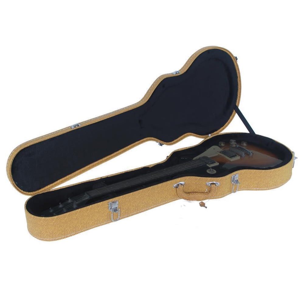 Electric Guitar Storage Box Lockable String Instrument Storage Case with Leather Handle and Deluxe Plush Interior