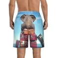 thumbnail image 3 of Kll Elephant Sits On A Stack Of Luggages Ocean Men'S Casual Summer Beach Shorts Hawaiian Shorts With Pockets-Small, 3 of 9