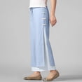 thumbnail image 3 of Eashery Women's Casual Linen Pants Lounge Pants Comfortable Straight Calf-Length Pants Women Pants (Solid Color,Sky Blue,S), 3 of 5