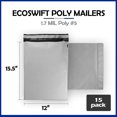 thumbnail image 2 of EcoSwift Brand Premium Poly Shipping Bag Waterproof Durable Self-Seal Mailer 1.7 Mil, 12 in. x 15.5 in. (Size 5s), Solid Gray, 15-Pack, 2 of 5