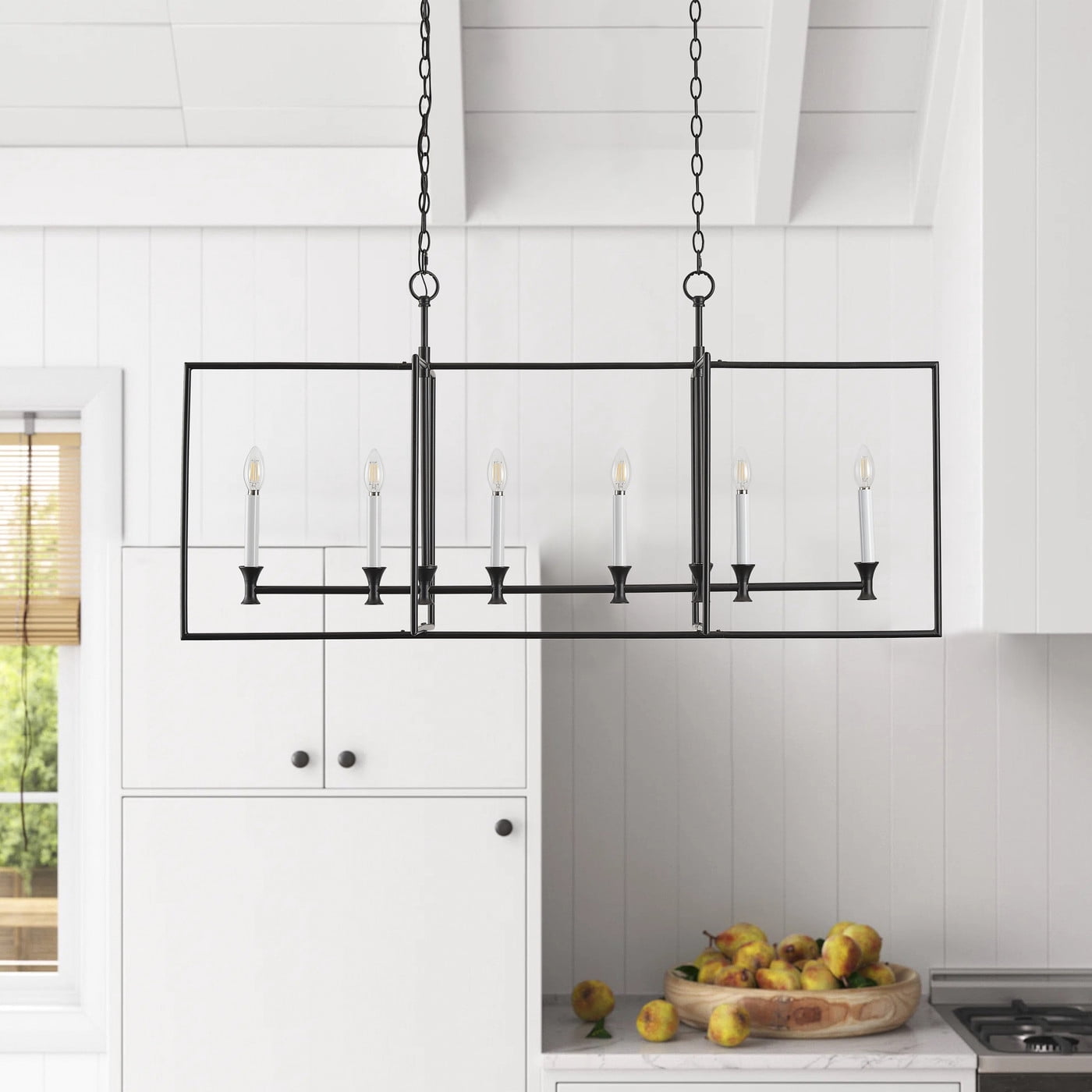 Aiwen Oversize Linear Pendant Light 6-Light Chandelier Ceiling Lamp Industrial Light Fixture