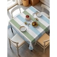 thumbnail image 6 of Sage Green Blue Striped Table Cloth, Farmhouse Sage Green Stripes Waterproof Tablecloth for Square Tables, Reusable Washable Fabric Table Cover for Restaurant Kitchen Dining Tables 60"x60", 6 of 6