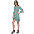 thumbnail image 2 of Moomaya Printed Short Ruffle Style Crossover Robe Bridesmaid Getting Ready Shirt, 2 of 5
