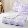 thumbnail image 4 of Manfei Purple Chic Bow Tie Bed Spread Queen,Initial Alphabet T Pattern Queen Coverlet Set,3-Piece,1 Quilt and 2 Pillowcases, 4 of 7