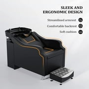 OmySalon Salon Shampoo Bowl and Chair Backwash Unit with Deep Ceramic Sink Freestanding Ottoman, Shampoo Chair Hair Washing Station, Barbershop Beauty Spa Equipment
