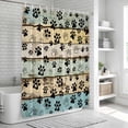 thumbnail image 5 of Teal Brown Paw Prints Shower Curtain Set - Extra Long 72" x 96" Washable Bathtub Curtain with 12 Hooks, Vintage Farmhouse Wooden Grain Waterproof Fabric Stall Shower Curtains for Bathroom Décor, 5 of 6