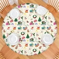 thumbnail image 2 of Beige Christmas Santa Pattern Round Fitted Tablecloth with Elastic Edge,Dining Table Cover Waterproof,Outdoor Round Tablecloth for Camping,Dining,Indoor and Outdoor, 2 of 7