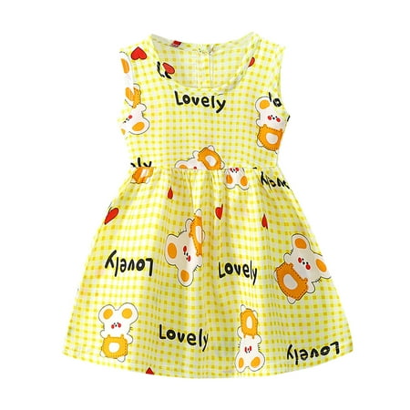 

Pimfylm Dresses For Girls Baby Girls Dress Toddler Cotton Dress Tulle Dresses Girl Sleeveless Princess Dress 2023 Yellow 18 Months