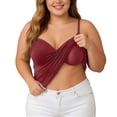 thumbnail image 4 of Alun Womens V-Neck Sleeveless Camisole with Built in Bra Summer Casual Spaghetti Strap Basic Tank Tops Plus Size Pure Color Seamless Cozyt Stretch Tight Cami 2- XL, 4 of 8