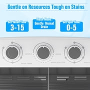 SUNCROWN 16lbs Portable Twin Tub Washer with Spin Dryer Washing Machine , Mini Compact Laundry Washer Machine with Drain Pump, Semi-automatic Washer Combo, Apartments(Grey)
