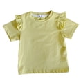 thumbnail image 2 of Eltusu Girls Cotton T-Shirts, Soft Crewneck Short Sleeve Solid Color Summer Kids Tee Yellow Size 6-7 T, 2 of 4
