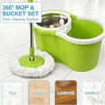 thumbnail image 4 of Spin Mop and Bucket Set with Wringer, 3 Microfiber Refills, 360° Rotating Mop for Floor Cleaning, 4 of 9