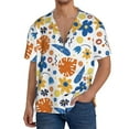 thumbnail image 3 of Honeii 's Flower for men's short-sleeved button-up collared shirt featuring a pocket, perfect for beach vacations, and travel adventures., 3 of 5