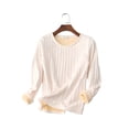thumbnail image 6 of Womens Long Sleeve Thermal Pullover Crewneck Shirts Winter Warm Fleece Lined Pajamas Tops Soft Fuzzy Lounge Homewear, 6 of 6