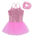 thumbnail image 2 of LiiYii Little Girl Sequined Camisole Ballet Tutu Dress Mesh Skirted Leotard with Hair Tie Ballerina Outfit Pink XXL, 2 of 6