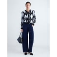 thumbnail image 2 of Free Assembly Women's and Women's Plus Argyle Cardigan Sweater with Puff Sleeves, Midweight, Sizes XS-4X, 2 of 5