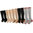 thumbnail image 2 of Aosijia 5 Pairs Unisex Compression Socks Toe Open Leg Support Stocking Knee High Socks with Zipper for Mens Womens M, 2 of 12