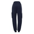 thumbnail image 5 of Summer Pants for Women Daily Home Outdoor Elastic Waist Side Pockets Trousers Casual Workout Trousers Sweatshirt Cargo Pants Fashion Woman Clothes Womens Boot Leg Women Fashion for Work Navy 3XL, 5 of 6