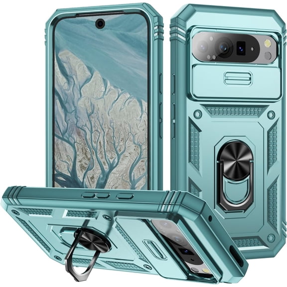 HCTian Military Grade Case for Google Pixel 9 Pro XL Case with Kickstand Ring Holder Slide Camera Cover Protection Shockproof for Google Pixel 9 Pro XL Phone Case